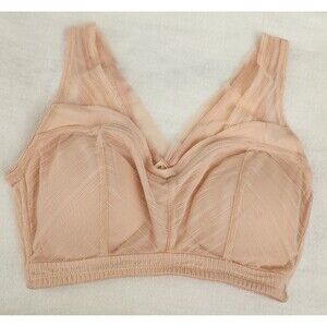 Rhonda Shear Leisure Bra Large #9404 Peach Pink Soft Comfortable Padded EUC
